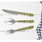 Green & Brown Toile Cutlery Set - w/ PLATE