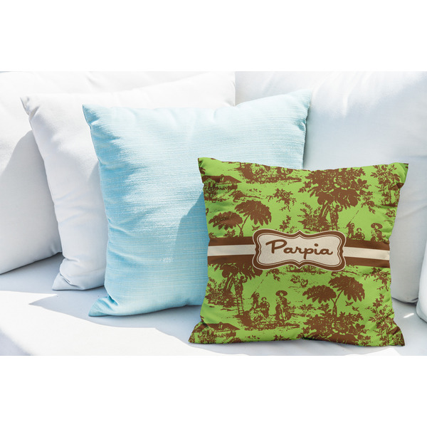 Green & Brown Toile Decorative Pillow Case - LIFESTYLE 2