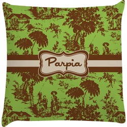 Green & Brown Toile Decorative Pillow Case (Personalized)