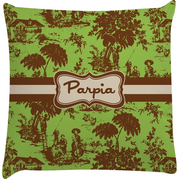 Custom Green & Brown Toile Decorative Pillow Case (Personalized)
