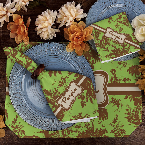 Green & Brown Toile Dining Set