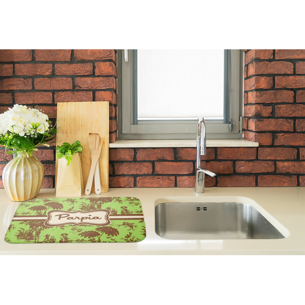 Green & Brown Toile Dish Drying Mat - LIFESTYLE 2