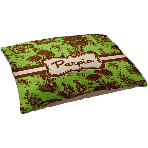 Green & Brown Toile Dog Bed - Large