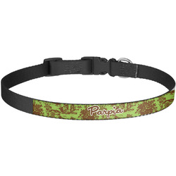 Green & Brown Toile Dog Collar - Large (Personalized)