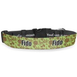 Green & Brown Toile Deluxe Dog Collar - Medium (11.5" to 17.5") (Personalized)