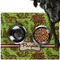 Green & Brown Toile Dog Food Mat - Large LIFESTYLE