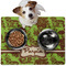 Green & Brown Toile Dog Food Mat - Medium LIFESTYLE