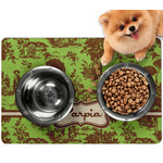 Green & Brown Toile Dog Food Mat - Small w/ Name or Text