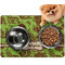 Green & Brown Toile Dog Food Mat - Small LIFESTYLE