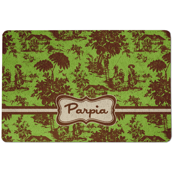 Custom Green & Brown Toile Dog Food Mat w/ Name or Text