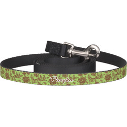 Green & Brown Toile Dog Leash (Personalized)