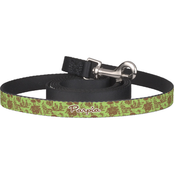 Custom Green & Brown Toile Dog Leash (Personalized)