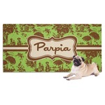 Green & Brown Toile Dog Towel (Personalized)