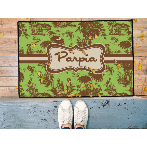 Green & Brown Toile Door Mat - LIFESTYLE (Med)
