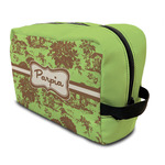 Green & Brown Toile Toiletry Bag / Dopp Kit (Personalized)