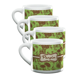 Green & Brown Toile Double Shot Espresso Cups - Set of 4 (Personalized)