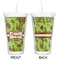 Green & Brown Toile Double Wall Tumbler with Straw - Approval