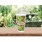 Green & Brown Toile Double Wall Tumbler with Straw Lifestyle