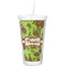 Green & Brown Toile Double Wall Tumbler with Straw (Personalized)