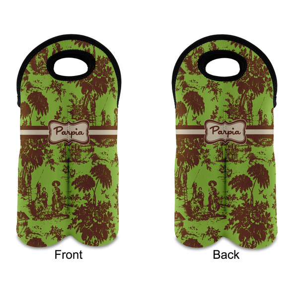 Green & Brown Toile Double Wine Tote - APPROVAL (new)