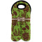 Green & Brown Toile Wine Tote Bag (2 Bottles) (Personalized)