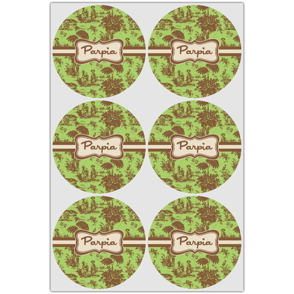 Green & Brown Toile Drink Topper - Large - Set of 6