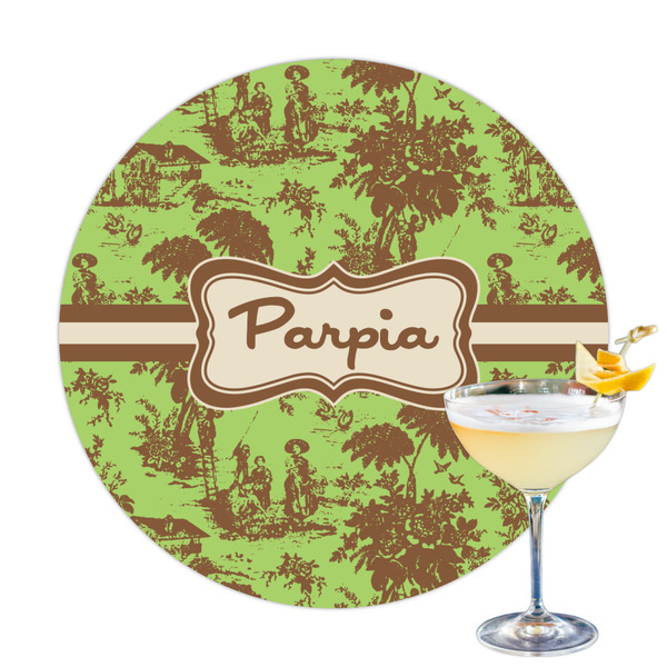 Custom Green & Brown Toile Printed Drink Topper (Personalized)