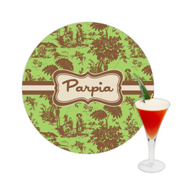 Green & Brown Toile Printed Drink Topper -  2.5" (Personalized)