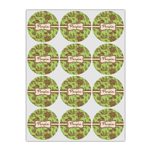 Green & Brown Toile Drink Topper - Small - Set of 12