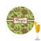 Green & Brown Toile Printed Drink Topper - 2.15" (Personalized)