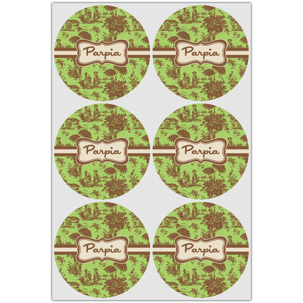 Green & Brown Toile Drink Topper - XLarge - Set of 6