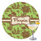 Green & Brown Toile Printed Drink Topper - 3.5" (Personalized)