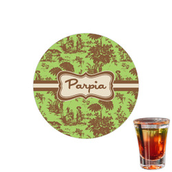 Green & Brown Toile Printed Drink Topper - 1.5" (Personalized)