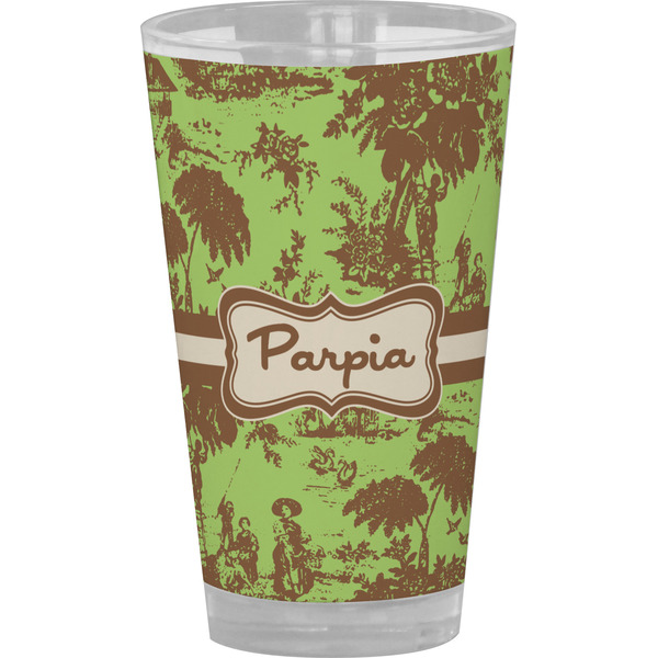 Custom Green & Brown Toile Pint Glass - Full Color (Personalized)
