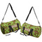 Green & Brown Toile Duffle bag small front and back sides