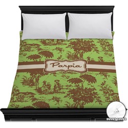Green & Brown Toile Duvet Cover - Full / Queen (Personalized)