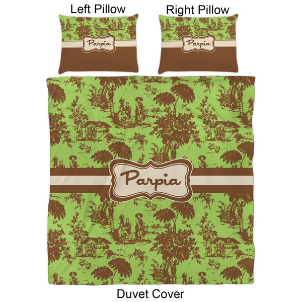 Green & Brown Toile Duvet Cover Set - Queen - Approval