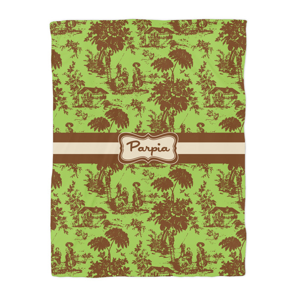 Green & Brown Toile Duvet Cover - Twin - Front