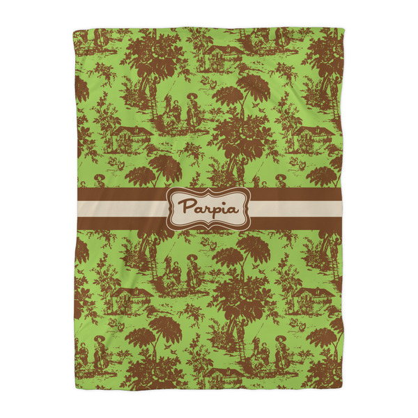 Green & Brown Toile Duvet Cover - Twin XL - Front