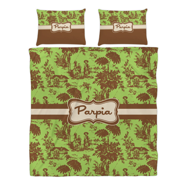 Green & Brown Toile Duvet cover Set - Queen - Alt Approval