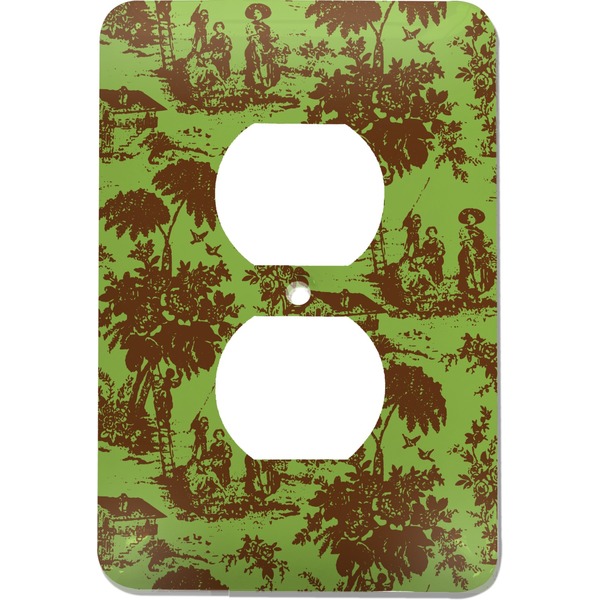 Custom Green & Brown Toile Electric Outlet Plate