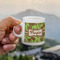 Green & Brown Toile Espresso Cup - 3oz LIFESTYLE (new hand)