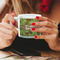 Green & Brown Toile Espresso Cup - 6oz (Double Shot) LIFESTYLE (Woman hands cropped)