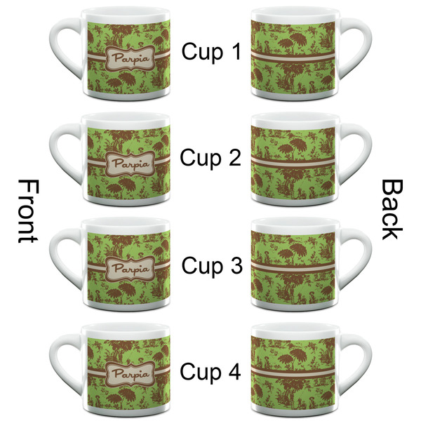 Green & Brown Toile Espresso Cup - 6oz (Double Shot Set of 4) APPROVAL