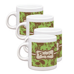 Green & Brown Toile Single Shot Espresso Cups - Set of 4 (Personalized)
