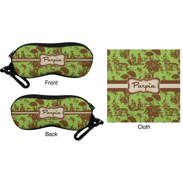 Green & Brown Toile Eyeglass Case & Cloth (Approval)