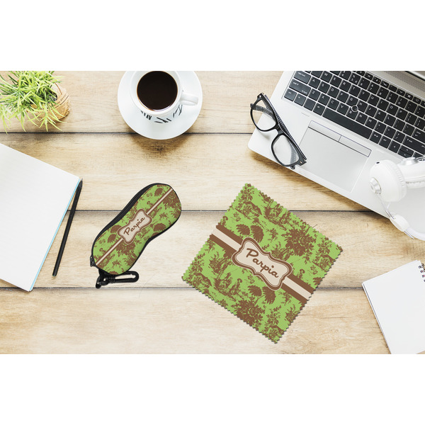Green & Brown Toile Eyeglass Case and Cloth Set - LIFESTYLE