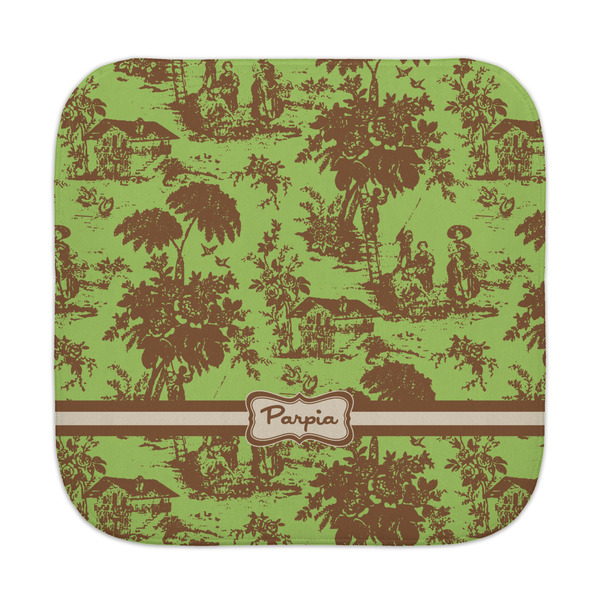 Custom Green & Brown Toile Face Towel (Personalized)