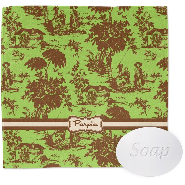 Custom Green & Brown Toile Washcloth (Personalized)