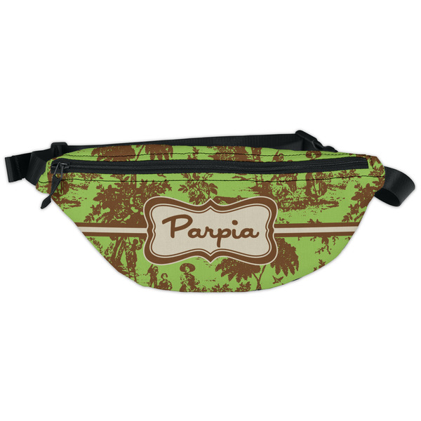 Custom Green & Brown Toile Fanny Pack - Classic Style (Personalized)